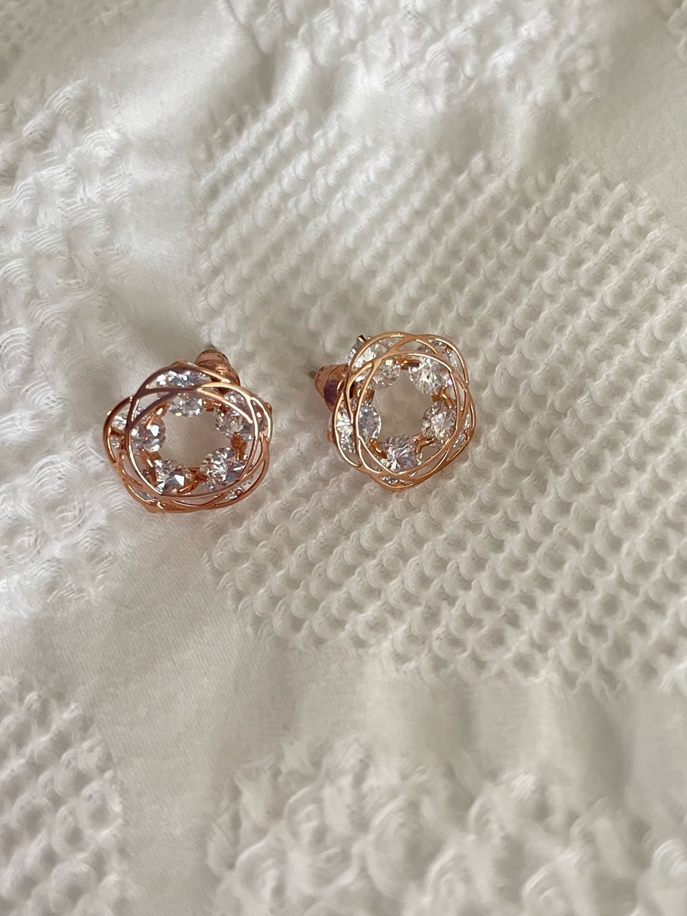 Rose Gold Crystal Halo Stud Earrings